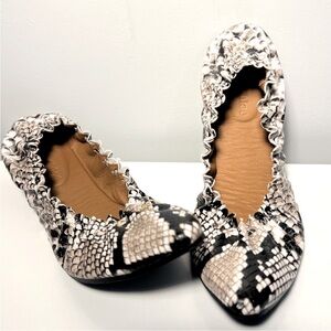 See by Chloe Jane Grey Snake Leather Cinch Ballet Flats Size EU 38 US 8